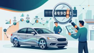 Современная иллюстрация спидометра автомобиля для статьи о проверке реального пробега подержанных машин